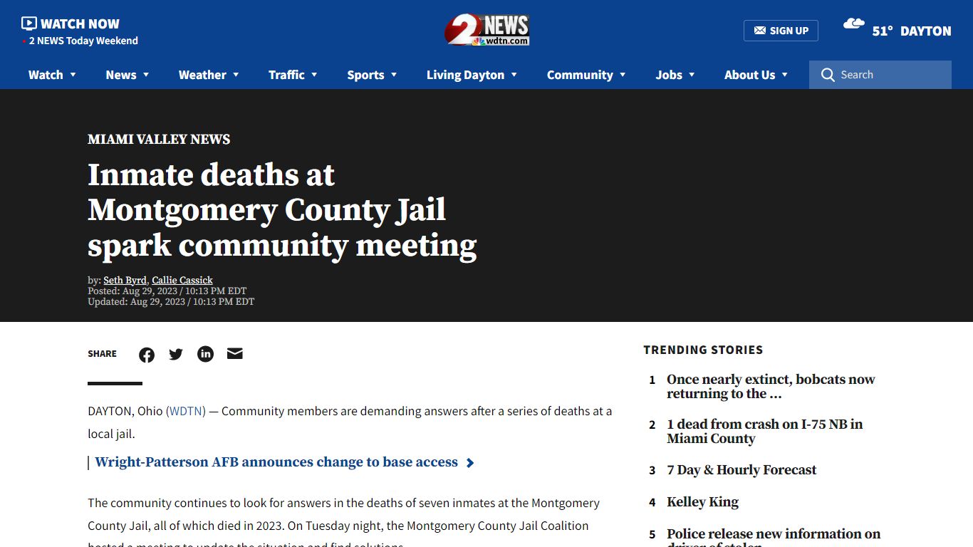 Inmate deaths at Montgomery County Jail spark community meeting - WDTN.com